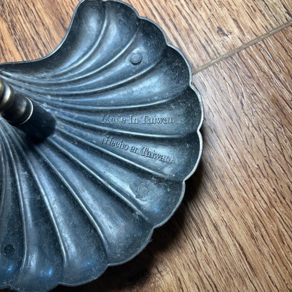 Vintage Brass Seashell Curtain Tiebacks Set of 2 Coastal Scallop Shell Hooks